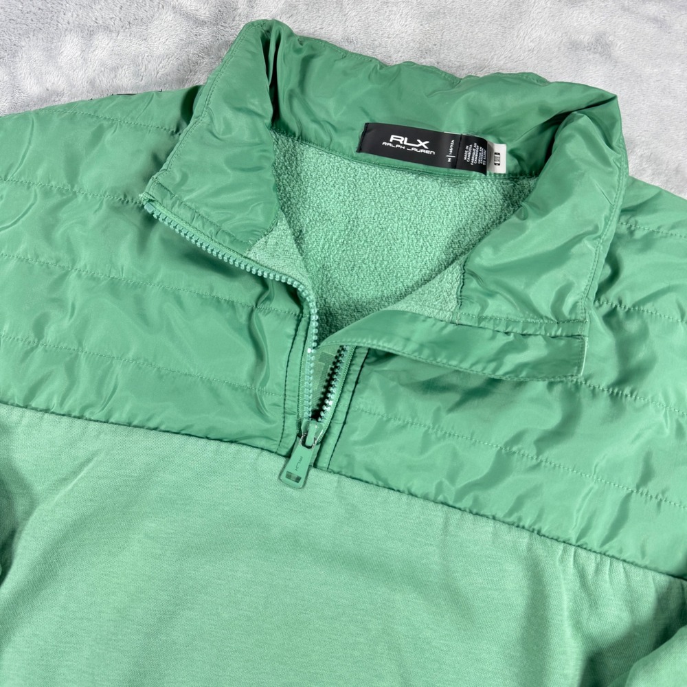 RALPH LAUREN RLX Quilted 1/4 Zip Pullover Women Size M Green Sweatshirt